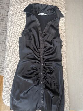 ZARA Black Mini Ruched Dress